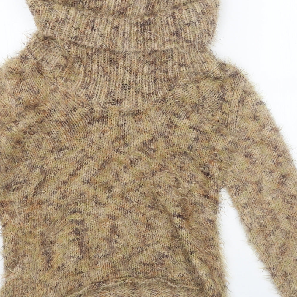 Per Una Womens Beige Roll Neck Acrylic Pullover Jumper Size S