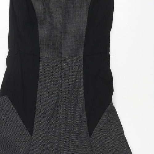 Marks and Spencer Womens Grey Polyester A-Line Size 10 V-Neck Zip