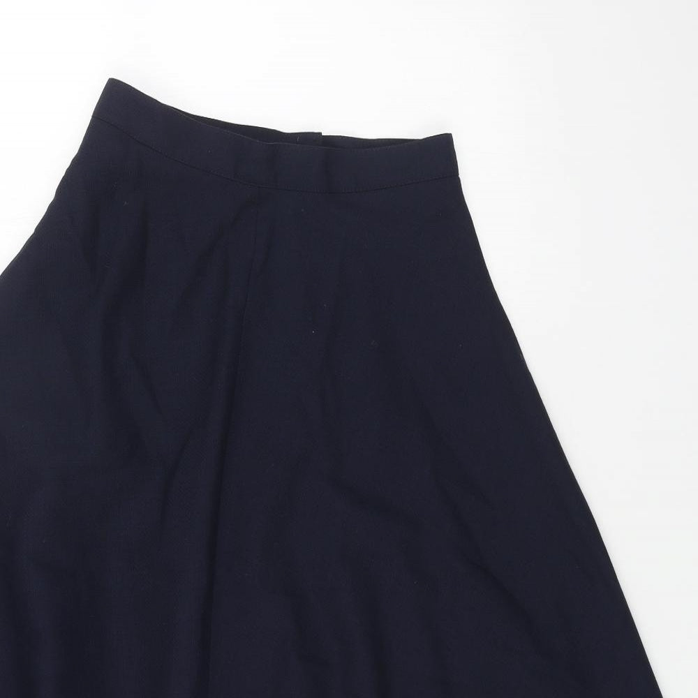 Laura Ashley Womens Blue Wool Swing Skirt Size 10 Zip