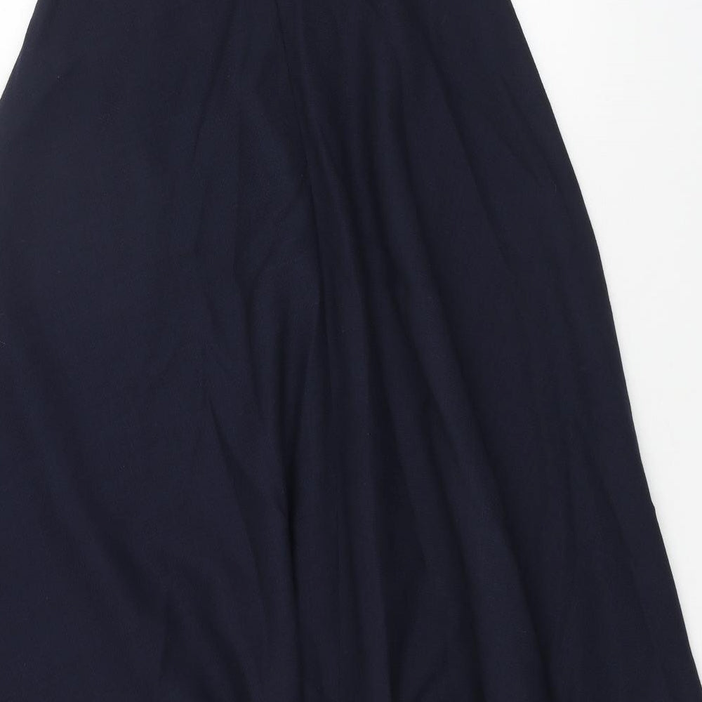 Laura Ashley Womens Blue Wool Swing Skirt Size 10 Zip