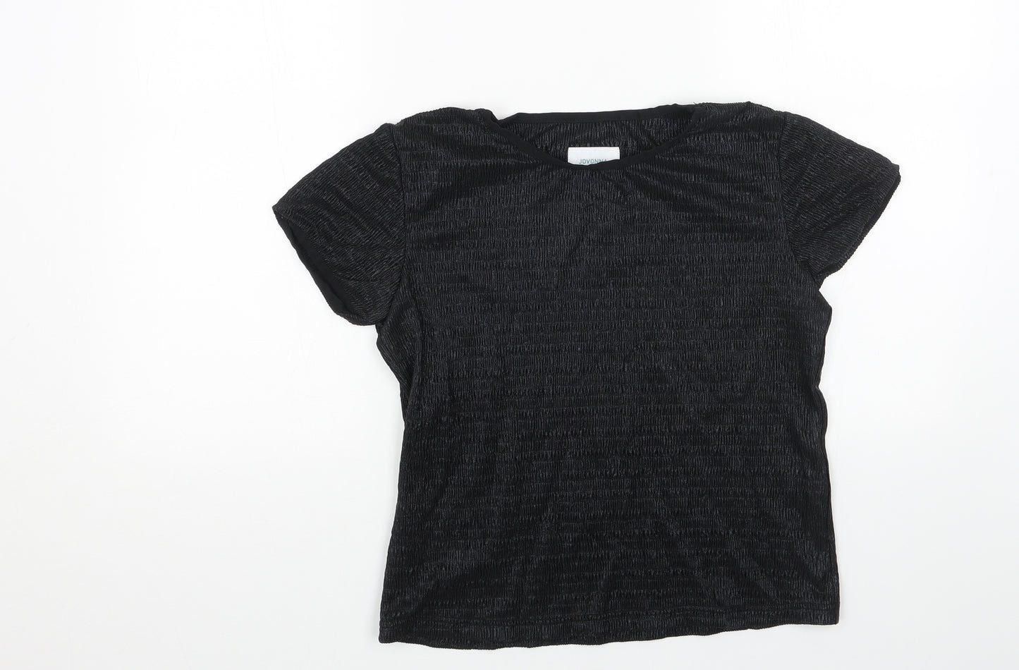 JOVONNA Womens Black Viscose Basic T-Shirt Size S Round Neck