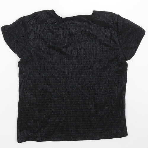 JOVONNA Womens Black Viscose Basic T-Shirt Size S Round Neck