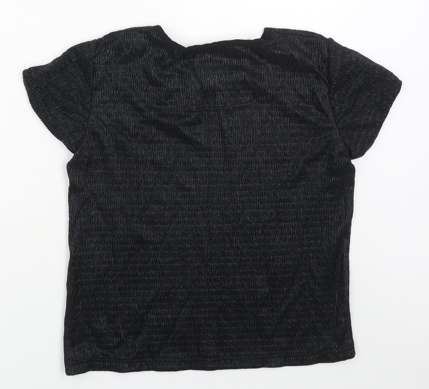 JOVONNA Womens Black Viscose Basic T-Shirt Size S Round Neck