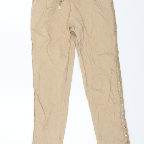 Preworn Womens Beige Viscose Trousers Size 28 L28 in Regular Drawstring
