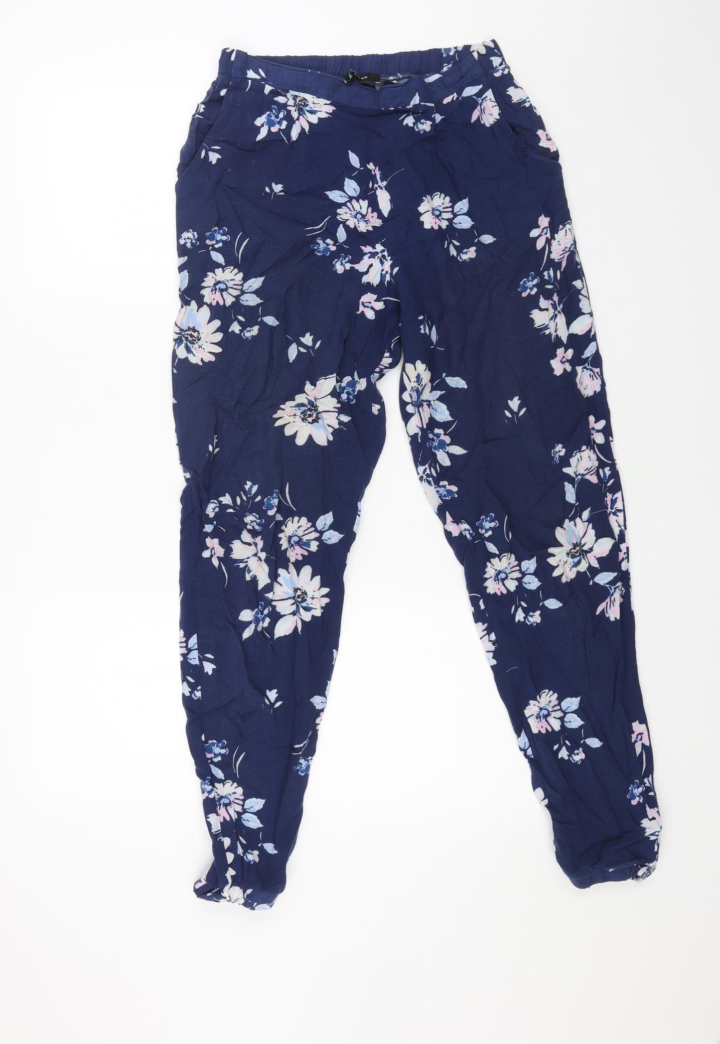 New Look Womens Blue Floral Viscose Harem Trousers Size 10 L27 in Regular