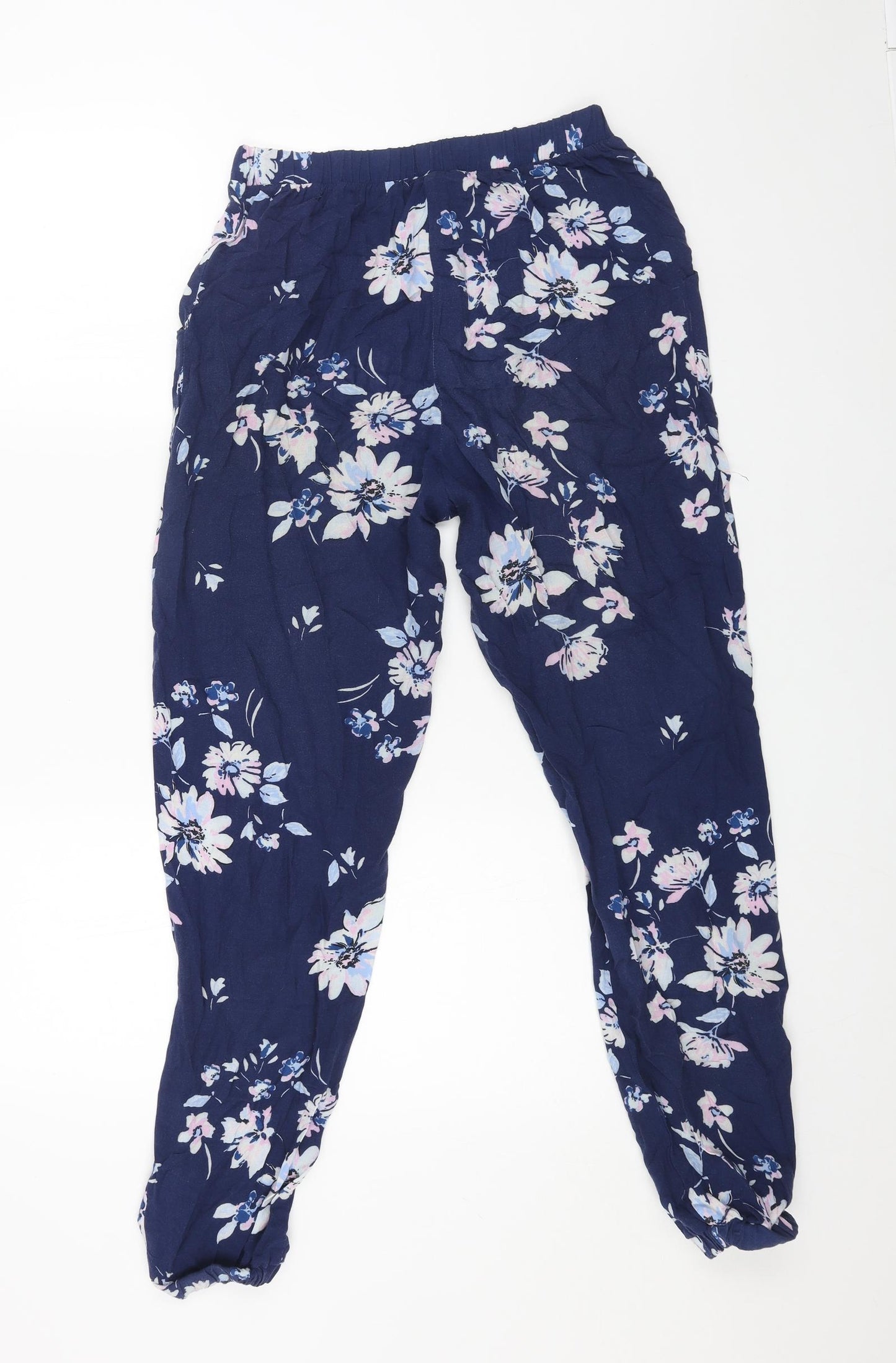 New Look Womens Blue Floral Viscose Harem Trousers Size 10 L27 in Regular