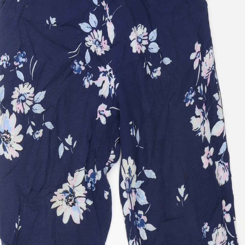 New Look Womens Blue Floral Viscose Harem Trousers Size 10 L27 in Regular