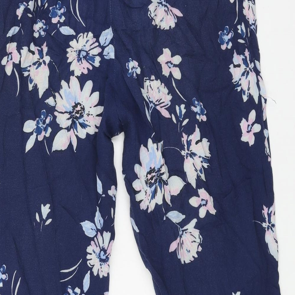 New Look Womens Blue Floral Viscose Harem Trousers Size 10 L27 in Regular