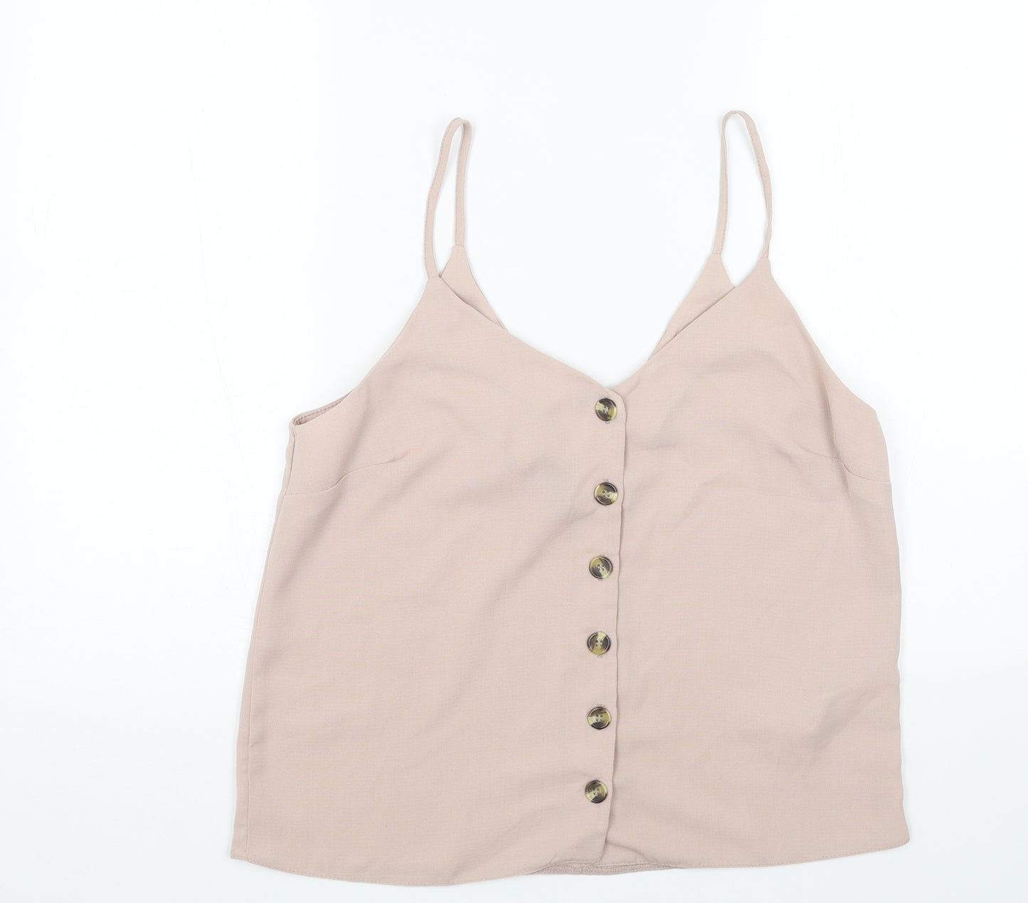 New Look Womens Pink Polyester Basic Tank Size 12 V-Neck