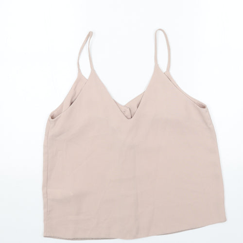 New Look Womens Pink Polyester Basic Tank Size 12 V-Neck