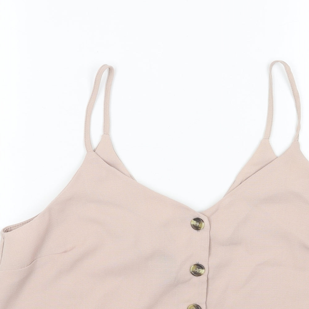 New Look Womens Pink Polyester Basic Tank Size 12 V-Neck