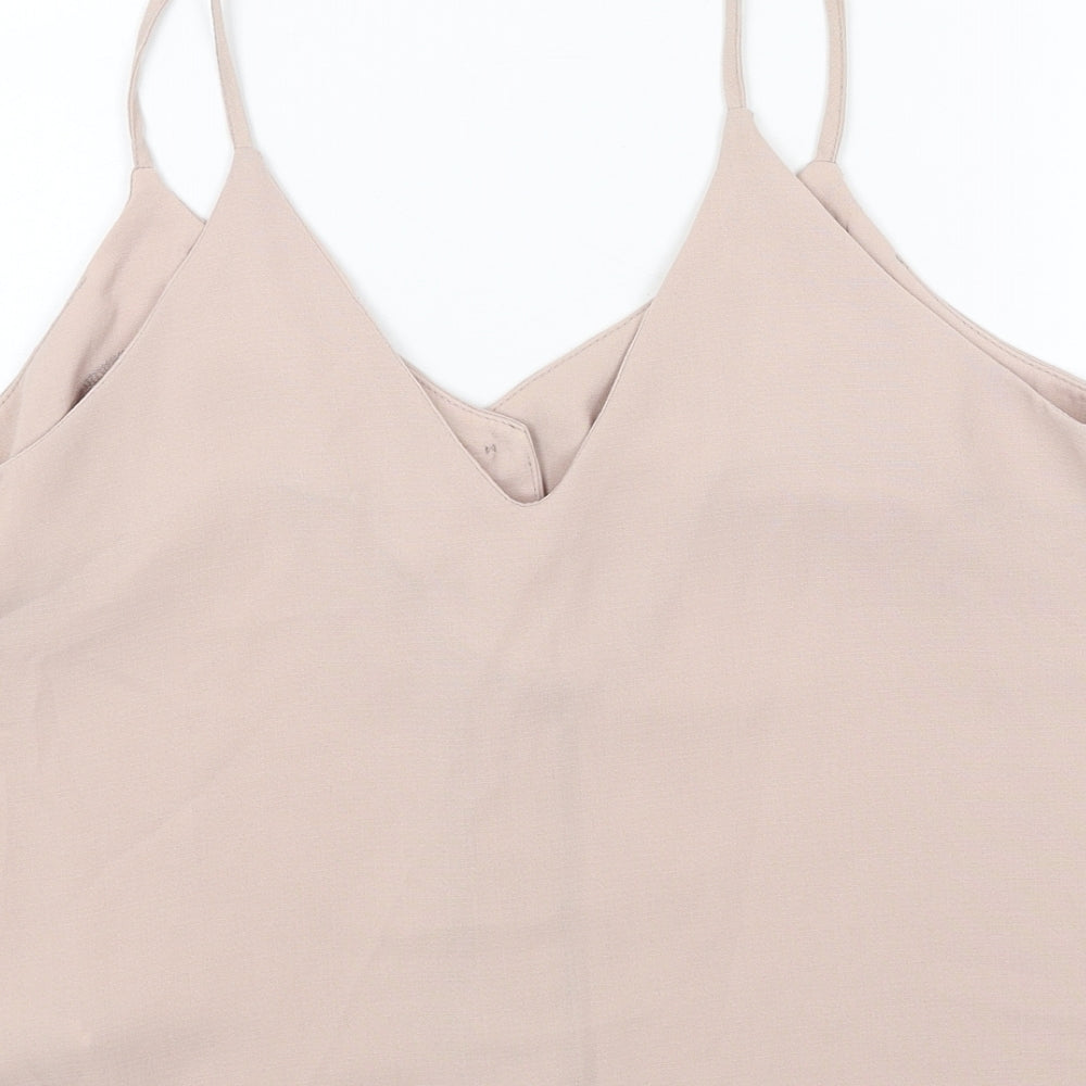 New Look Womens Pink Polyester Basic Tank Size 12 V-Neck