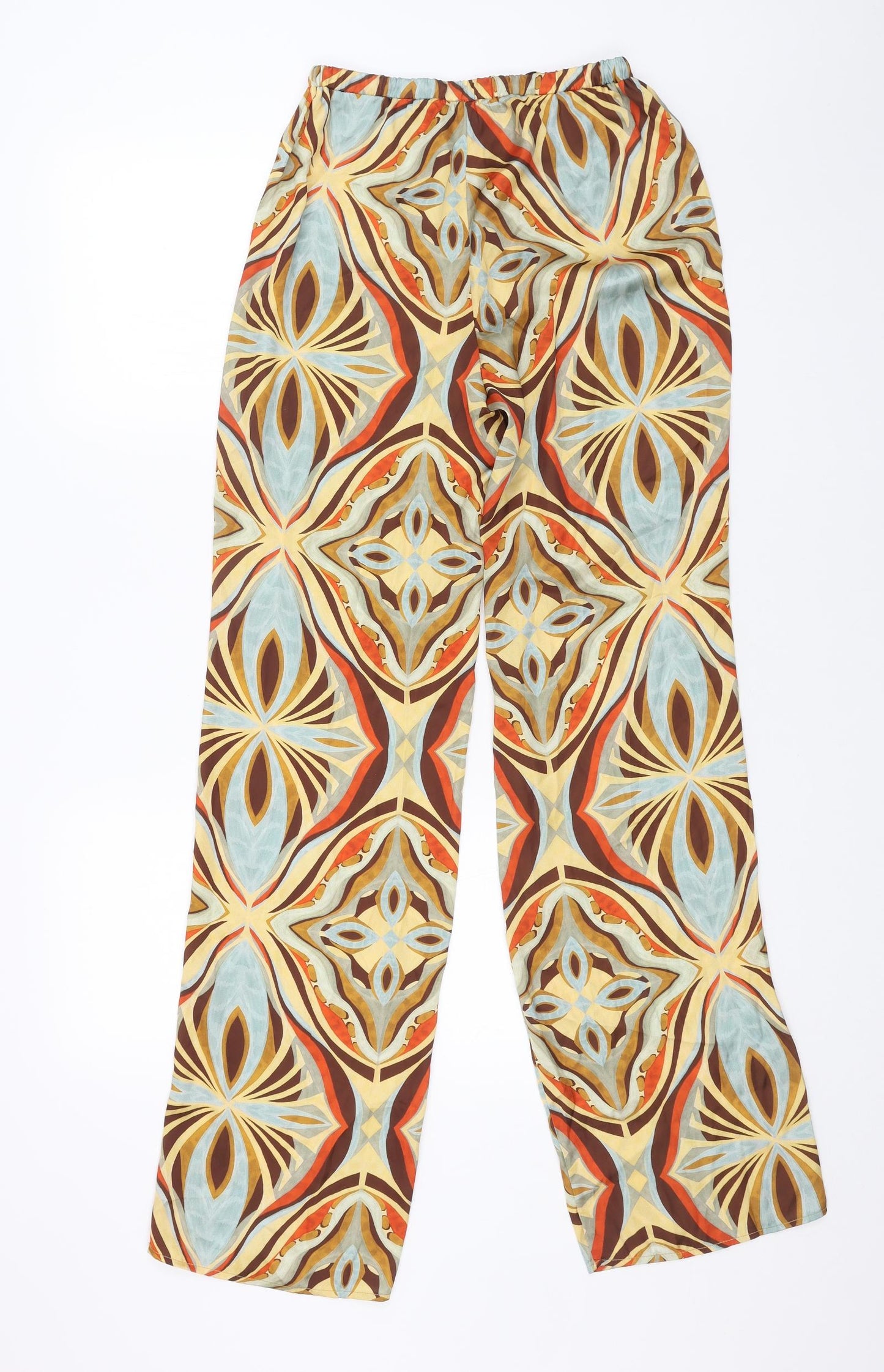 Zara Womens Multicoloured Geometric Polyester Trousers Size S L33 in Regular Drawstring