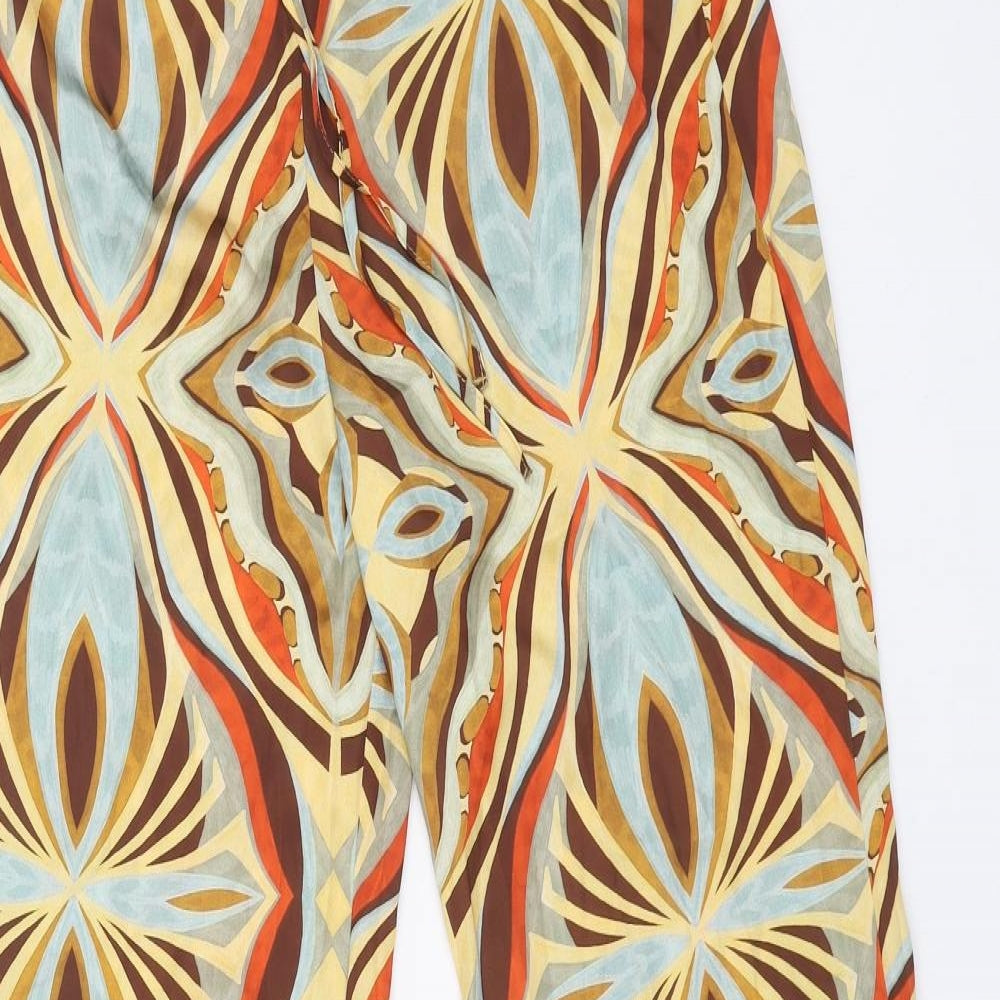 Zara Womens Multicoloured Geometric Polyester Trousers Size S L33 in Regular Drawstring