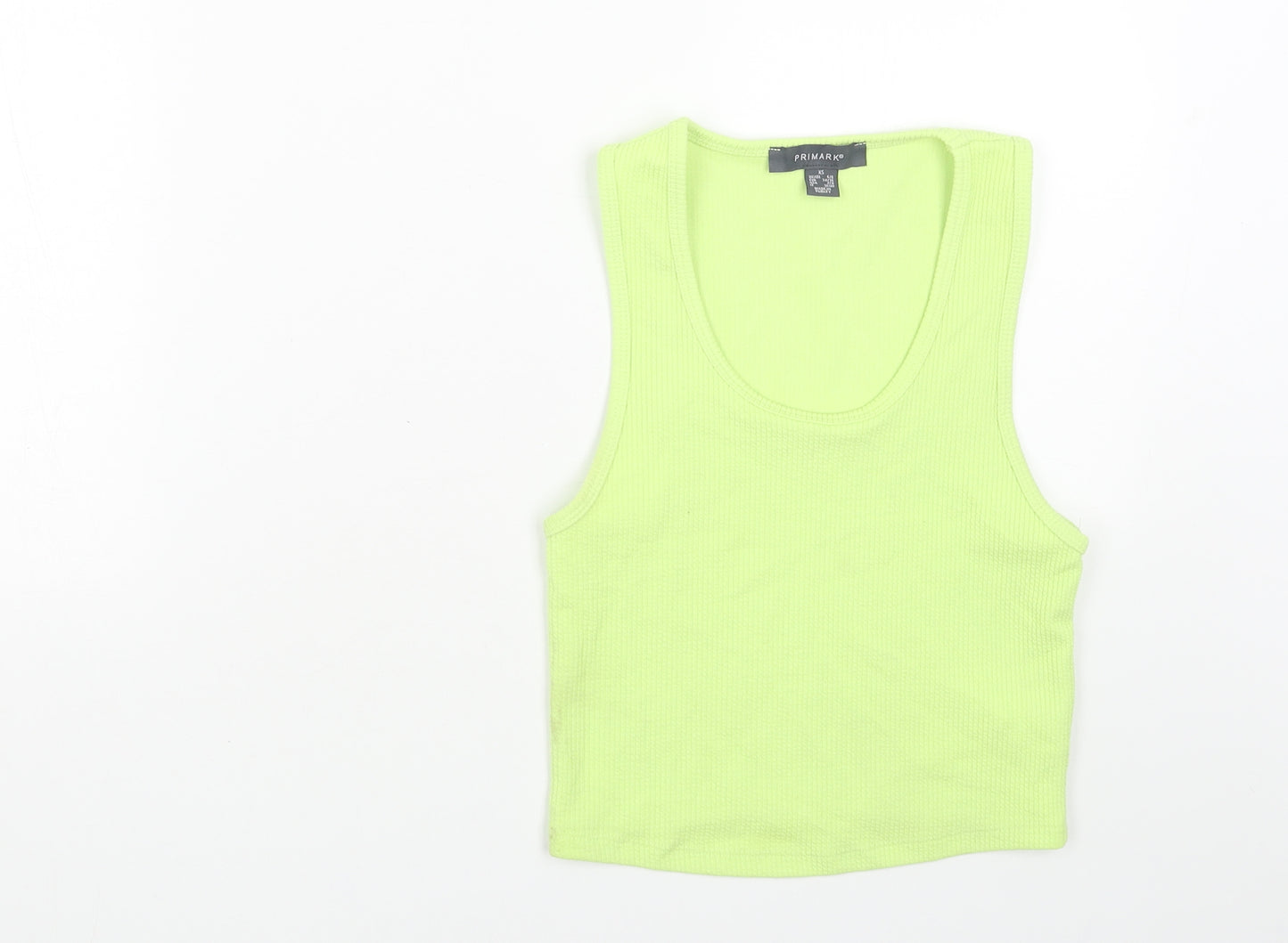 Primark Womens Green Cotton Basic Tank Size 6 Scoop Neck