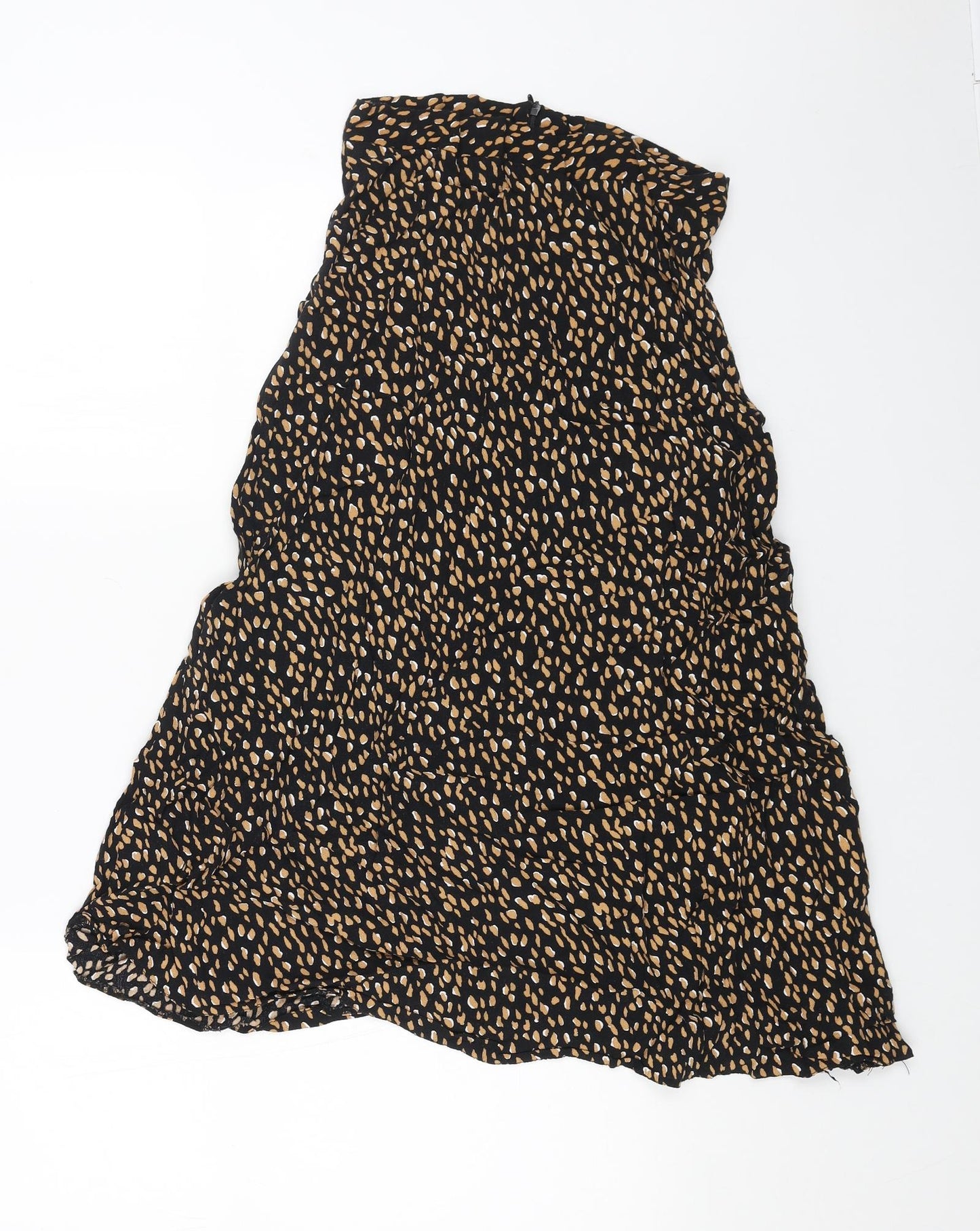 New Look Womens Black Geometric Viscose Peasant Skirt Size 8 Zip