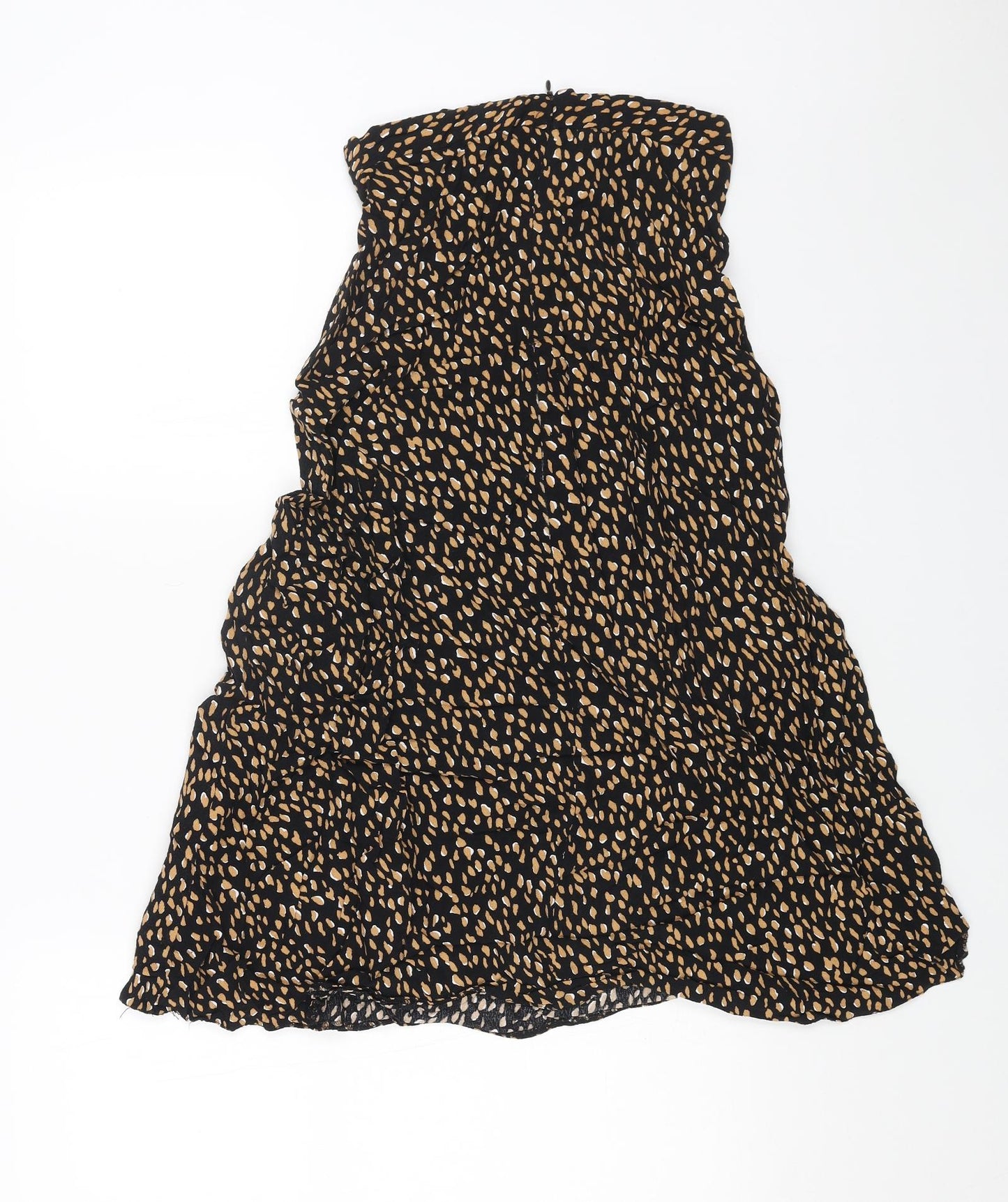 New Look Womens Black Geometric Viscose Peasant Skirt Size 8 Zip