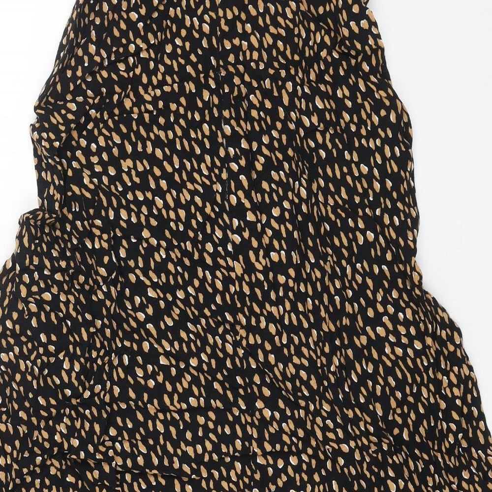 New Look Womens Black Geometric Viscose Peasant Skirt Size 8 Zip