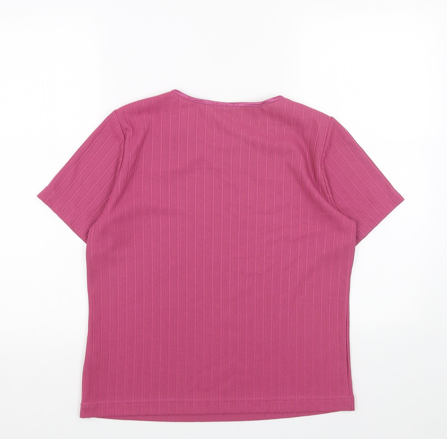 Eastex Womens Pink Polyester Basic T-Shirt Size 12 Scoop Neck