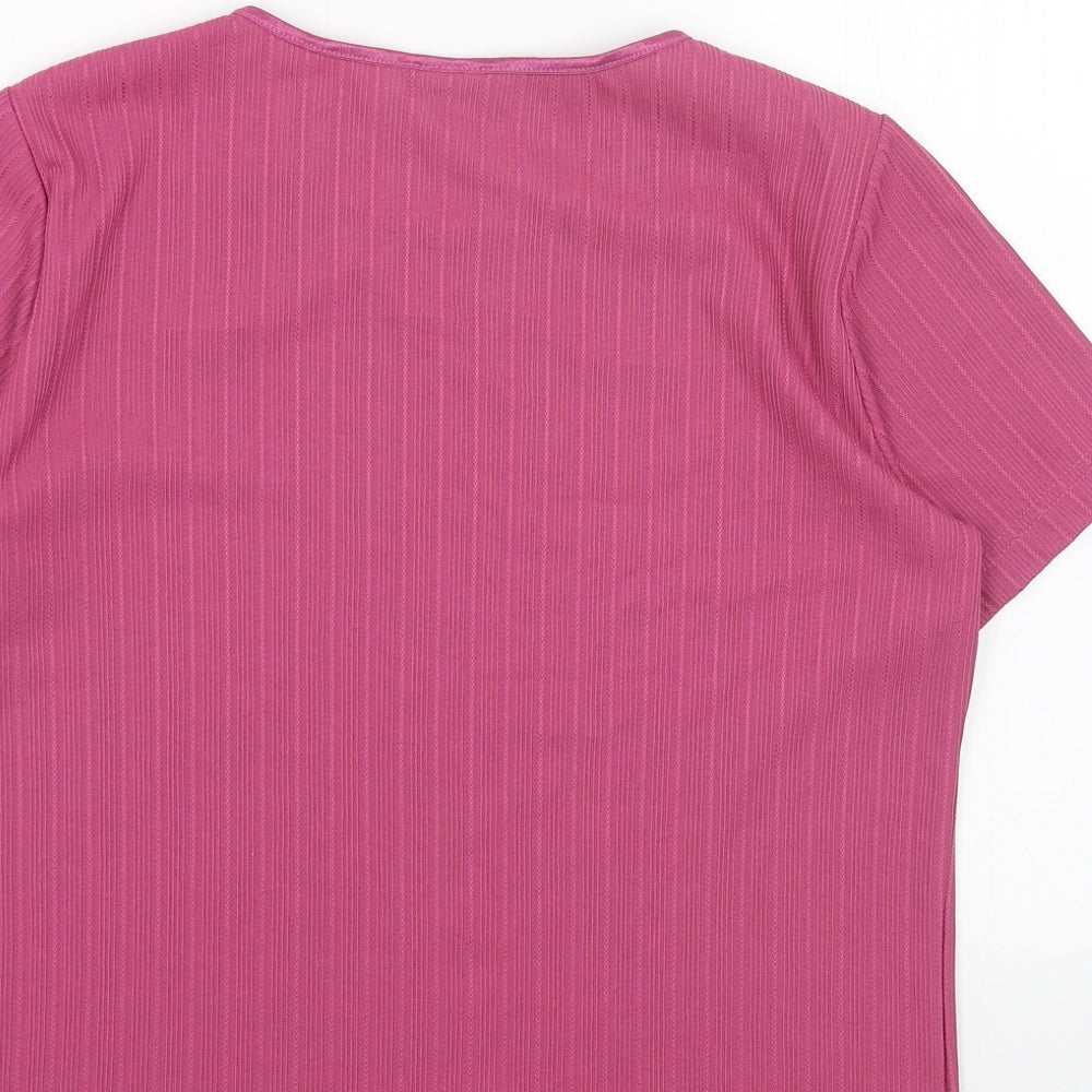 Eastex Womens Pink Polyester Basic T-Shirt Size 12 Scoop Neck