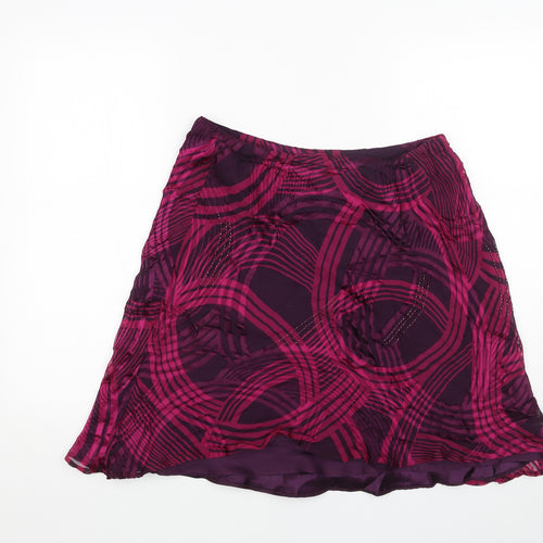 Preworn Womens Pink Geometric Viscose Swing Skirt Size 32 in