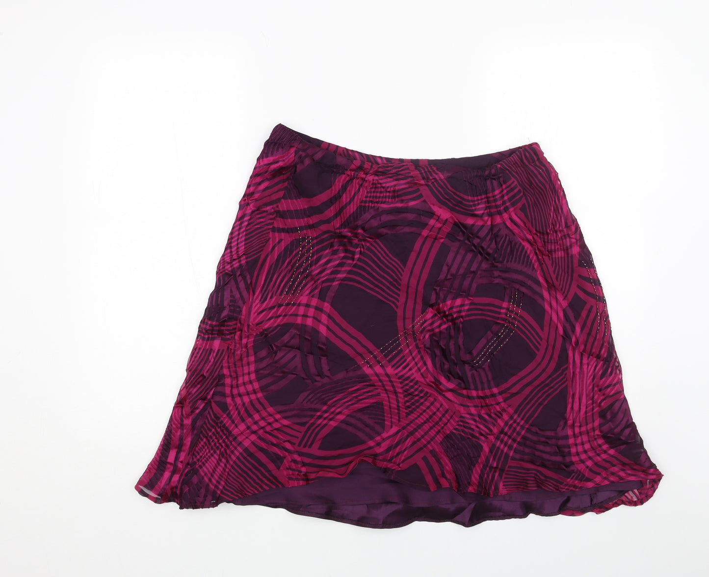 Preworn Womens Pink Geometric Viscose Swing Skirt Size 32 in