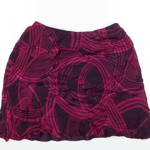 Preworn Womens Pink Geometric Viscose Swing Skirt Size 32 in