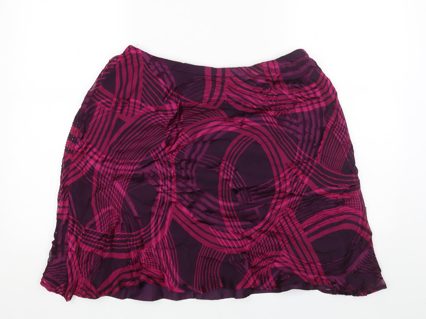 Preworn Womens Pink Geometric Viscose Swing Skirt Size 32 in