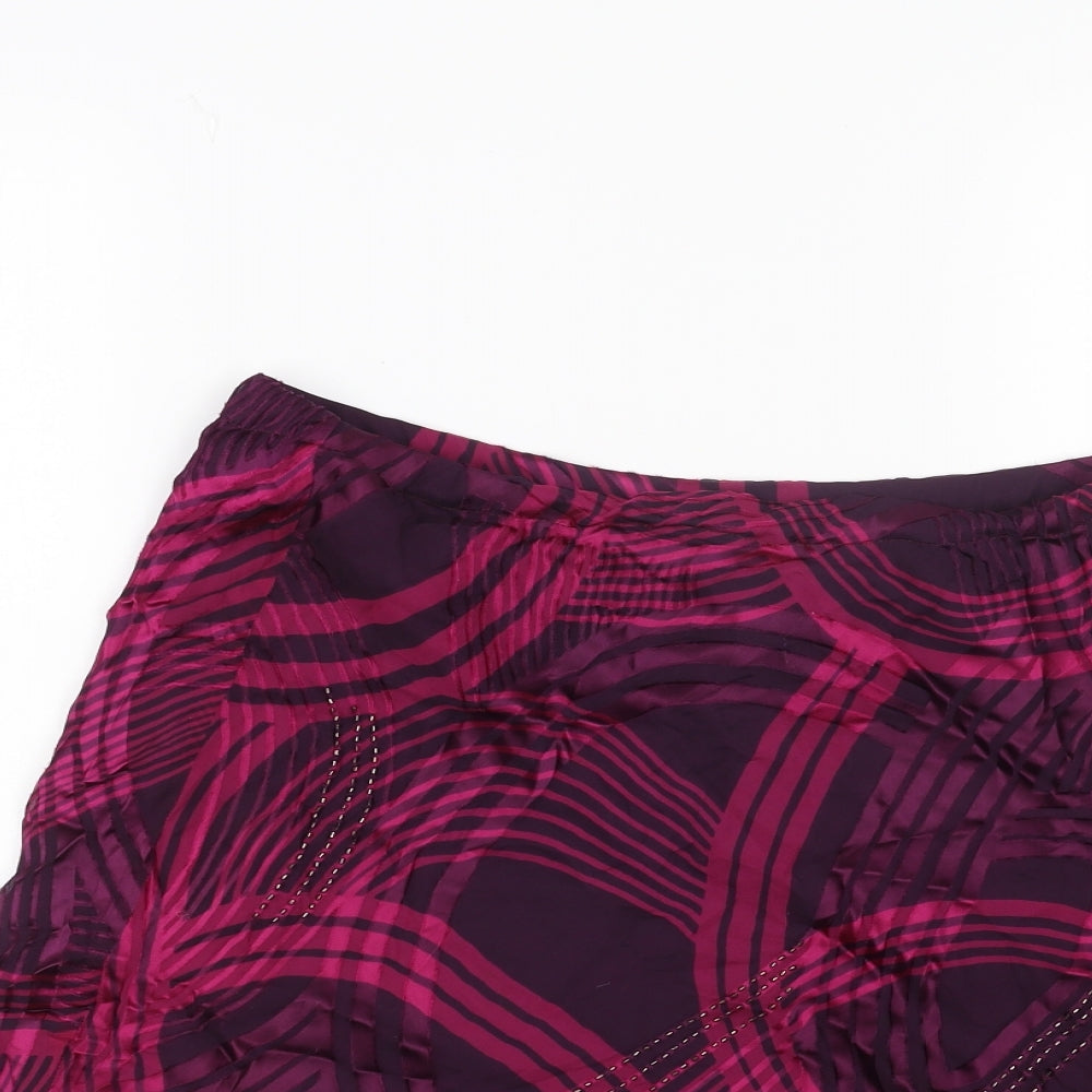 Preworn Womens Pink Geometric Viscose Swing Skirt Size 32 in