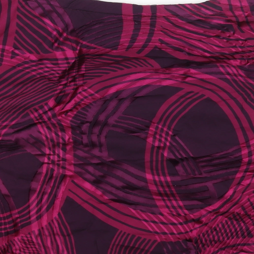 Preworn Womens Pink Geometric Viscose Swing Skirt Size 32 in
