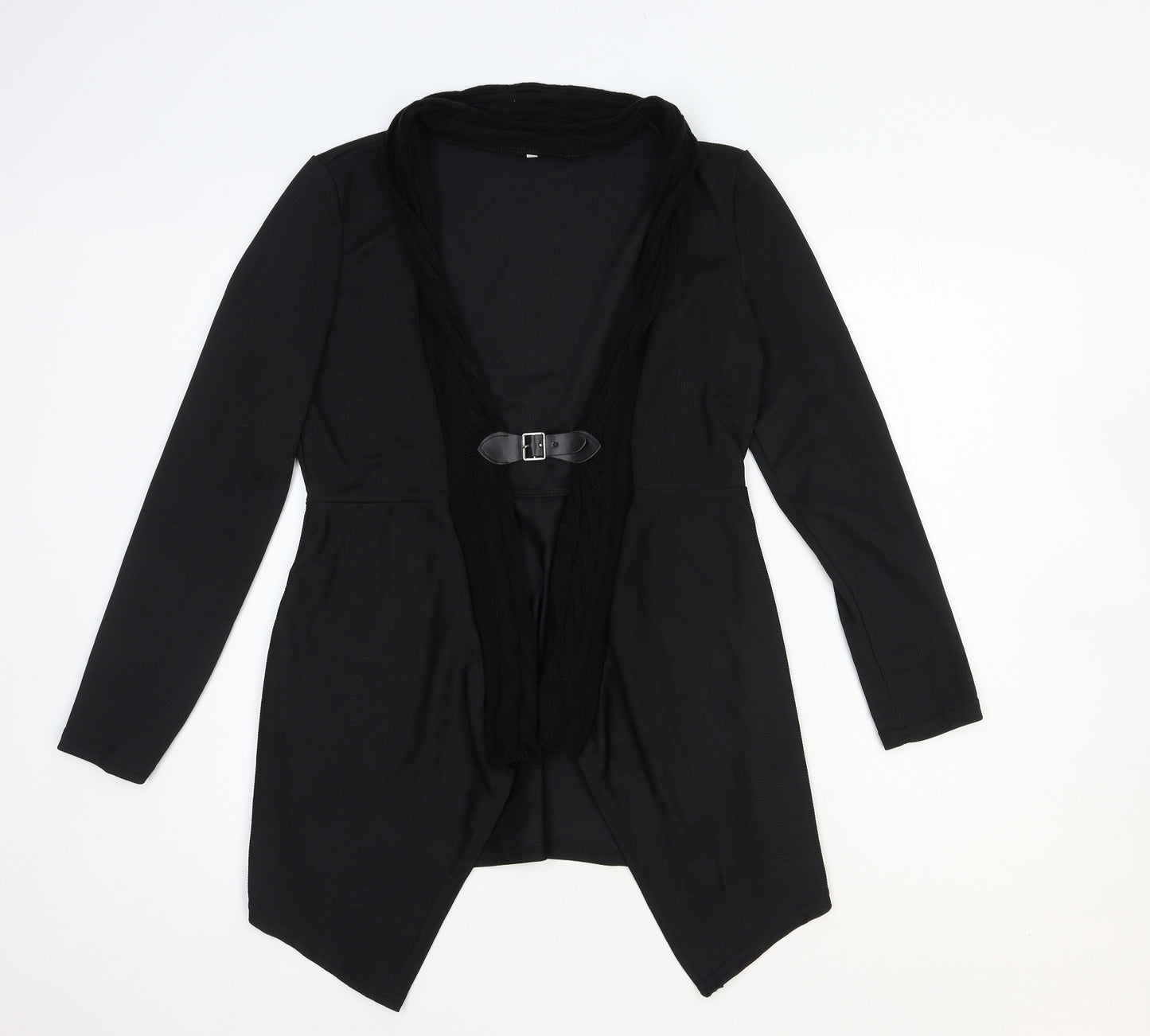 Preworn Womens Black V-Neck Polyester Cardigan Jumper Size 2XL