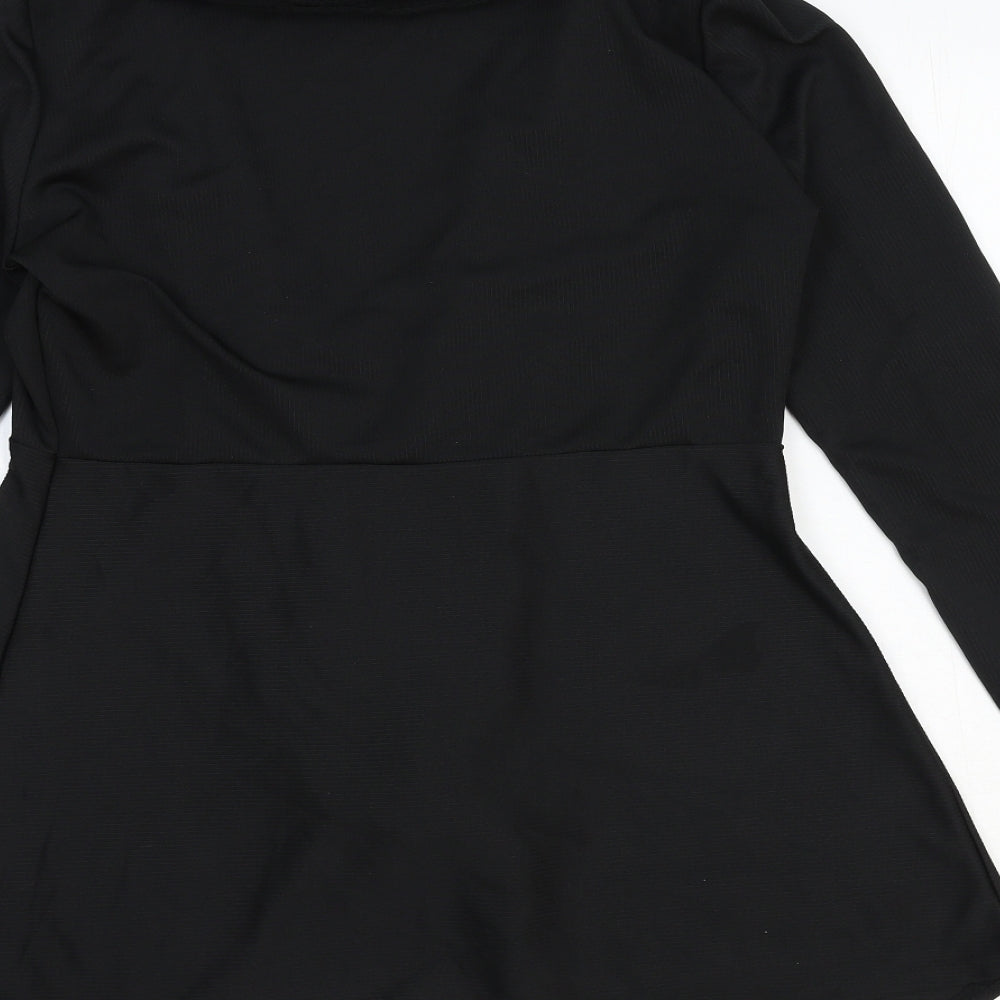 Preworn Womens Black V-Neck Polyester Cardigan Jumper Size 2XL