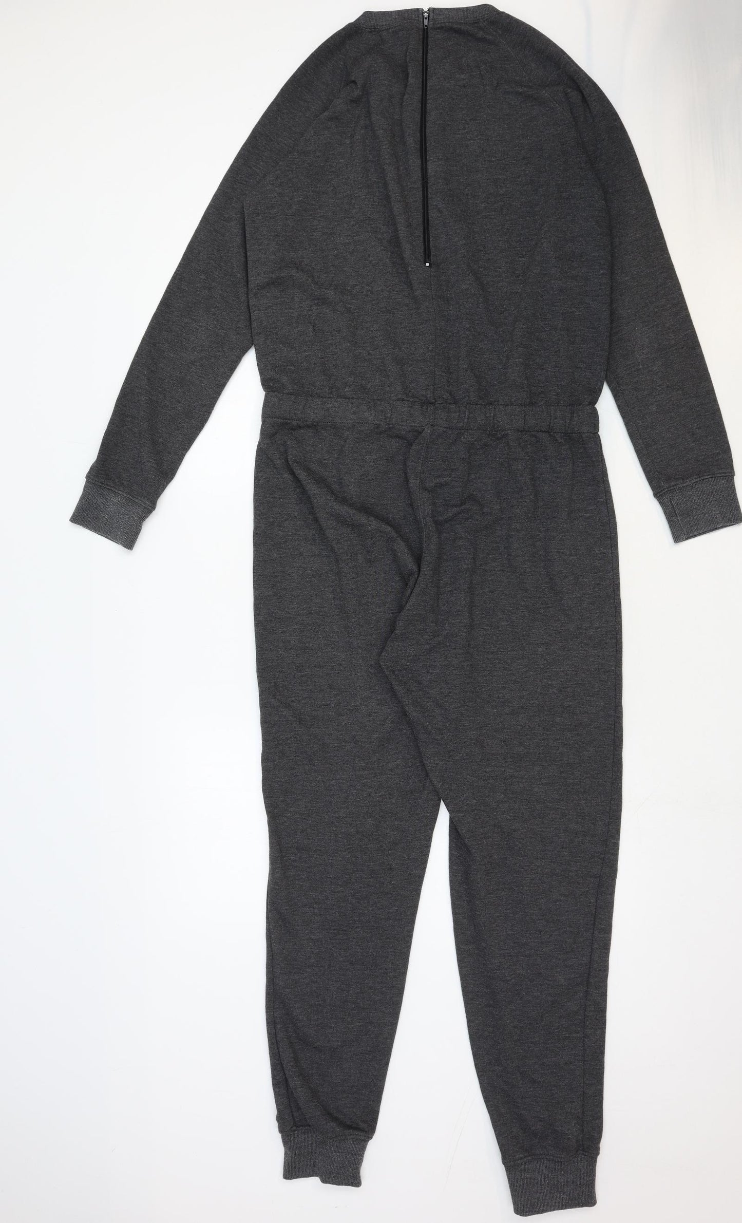 New Look Womens Grey Cotton Jumpsuit One-Piece Size 12 Zip