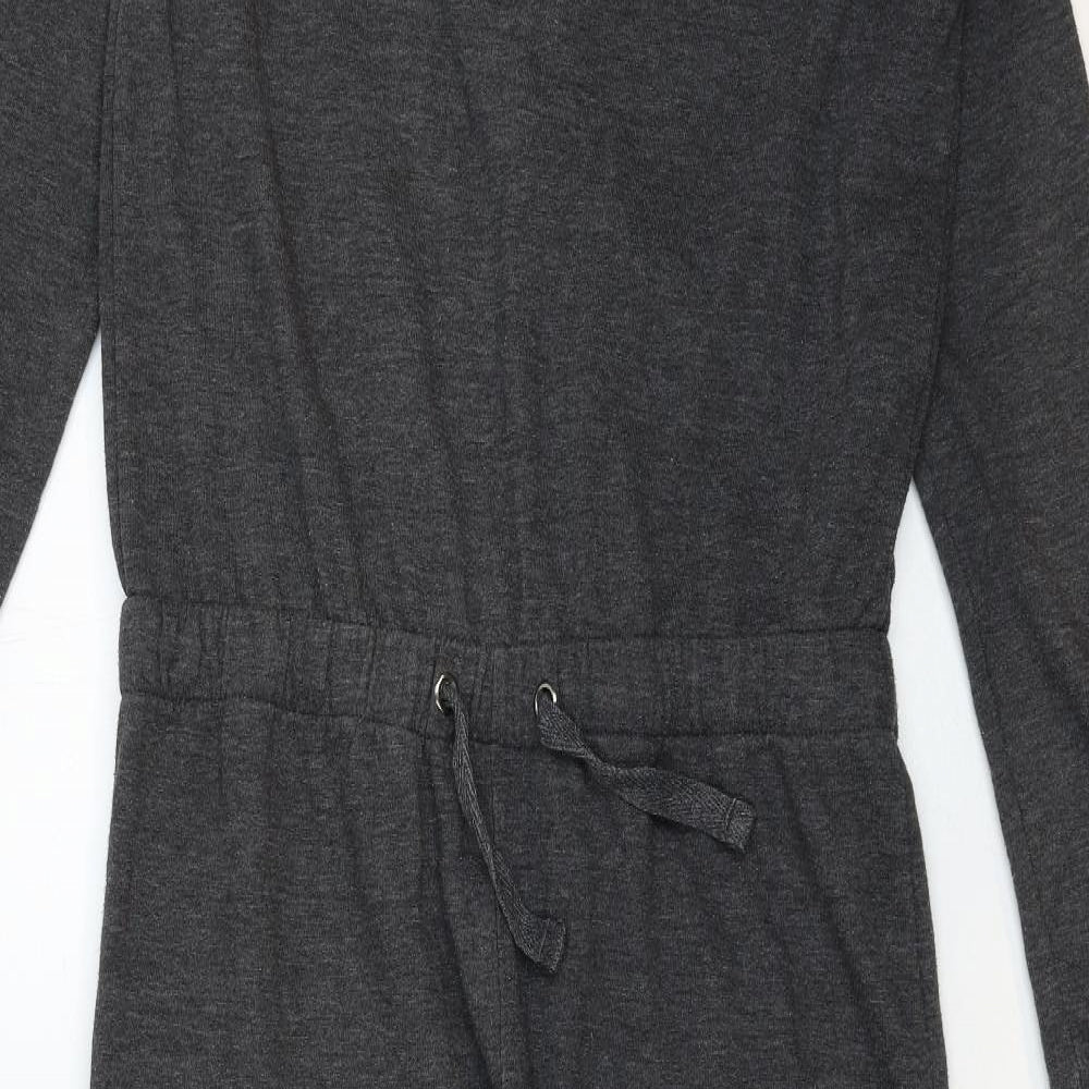 New Look Womens Grey Cotton Jumpsuit One-Piece Size 12 Zip