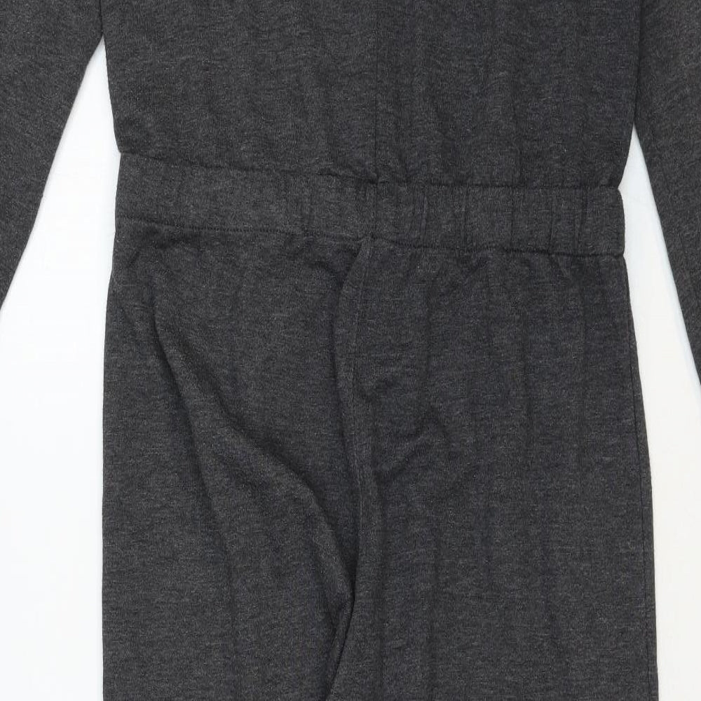 New Look Womens Grey Cotton Jumpsuit One-Piece Size 12 Zip