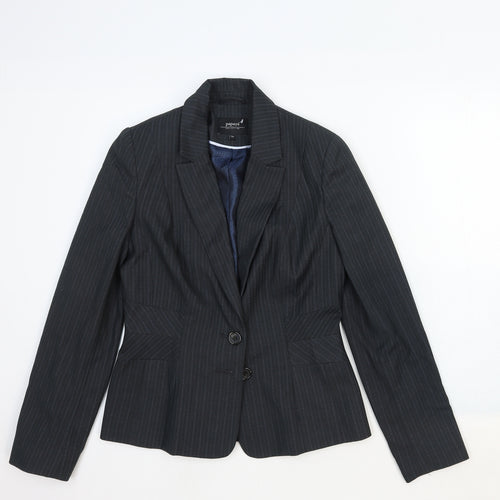 Papaya Womens Grey Striped Cotton Jacket Blazer Size 10