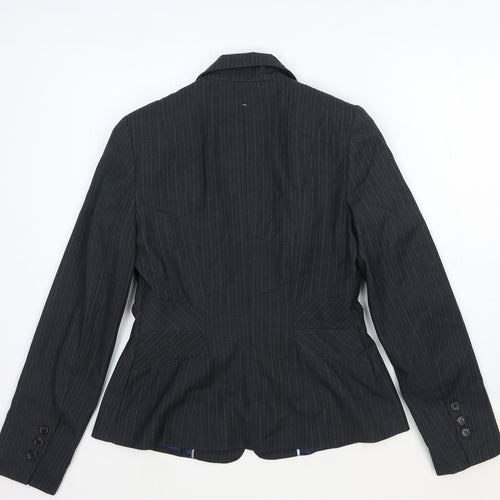 Papaya Womens Grey Striped Cotton Jacket Blazer Size 10