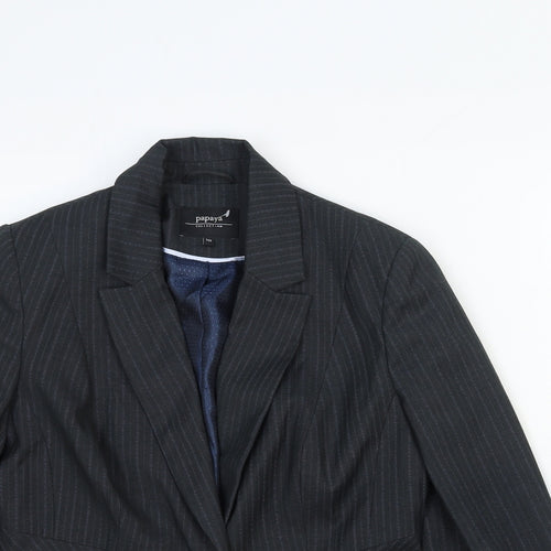 Papaya Womens Grey Striped Cotton Jacket Blazer Size 10
