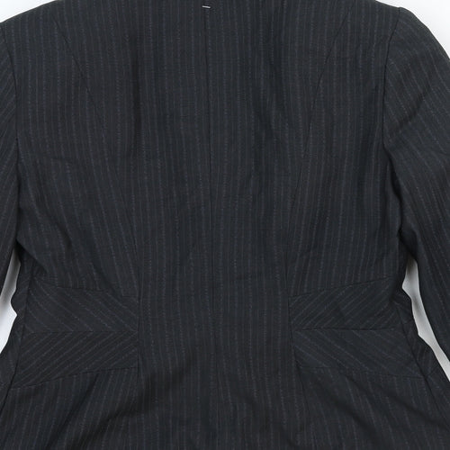 Papaya Womens Grey Striped Cotton Jacket Blazer Size 10