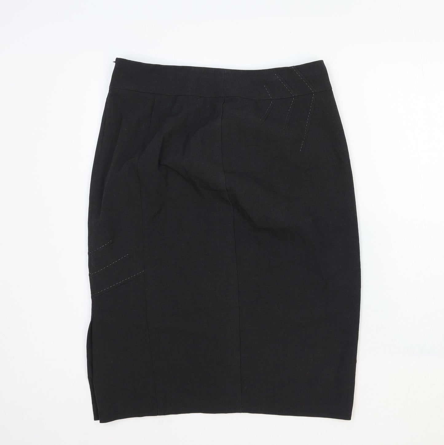 Marks and Spencer Womens Grey Cotton Straight & Pencil Skirt Size 14 Zip