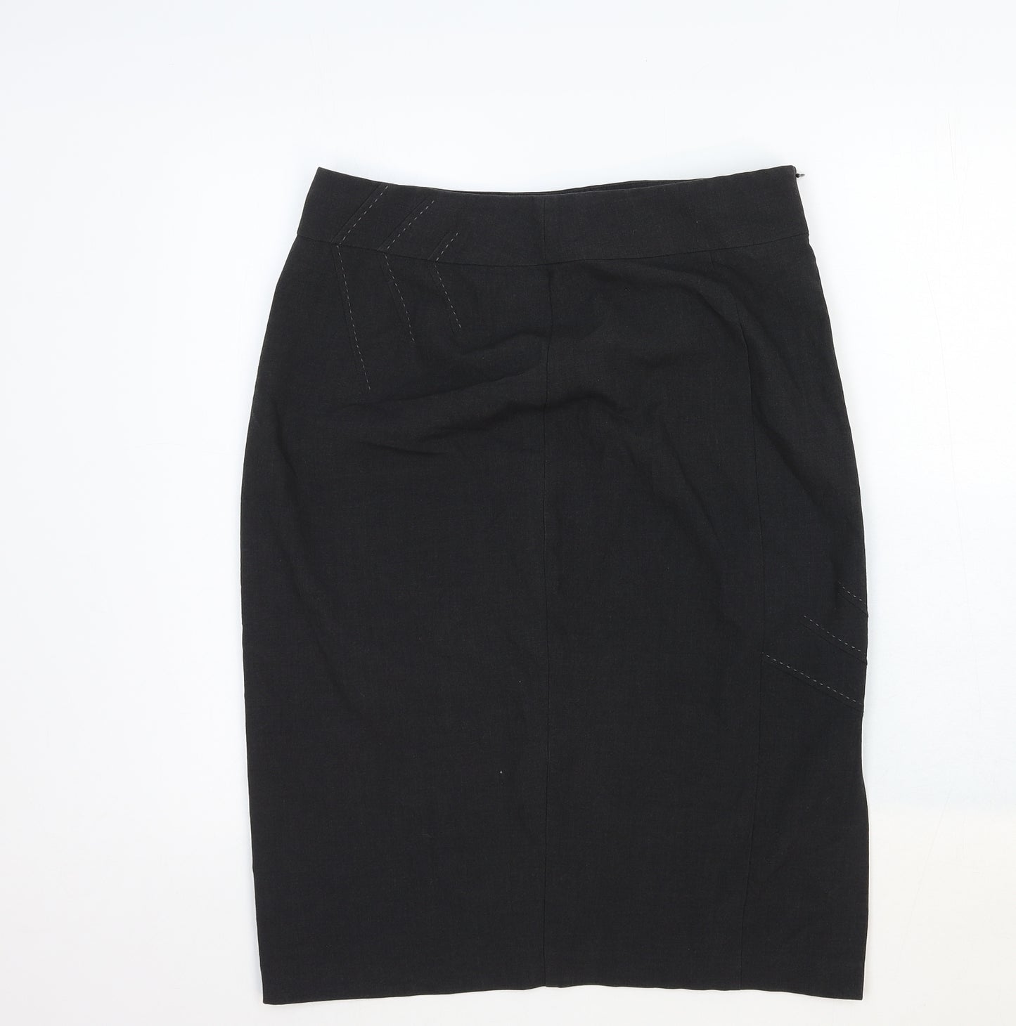 Marks and Spencer Womens Grey Cotton Straight & Pencil Skirt Size 14 Zip