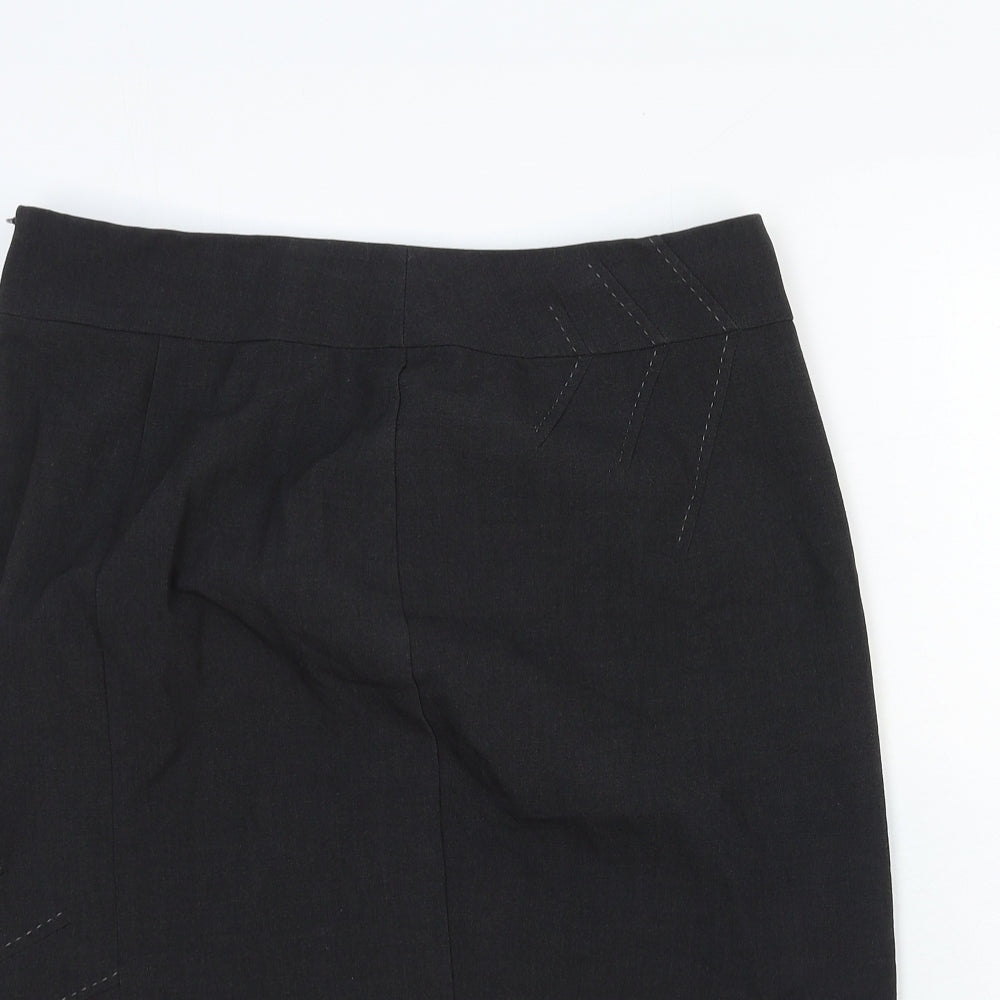 Marks and Spencer Womens Grey Cotton Straight & Pencil Skirt Size 14 Zip
