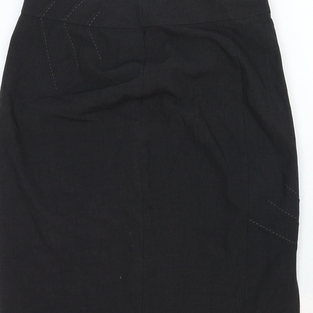 Marks and Spencer Womens Grey Cotton Straight & Pencil Skirt Size 14 Zip