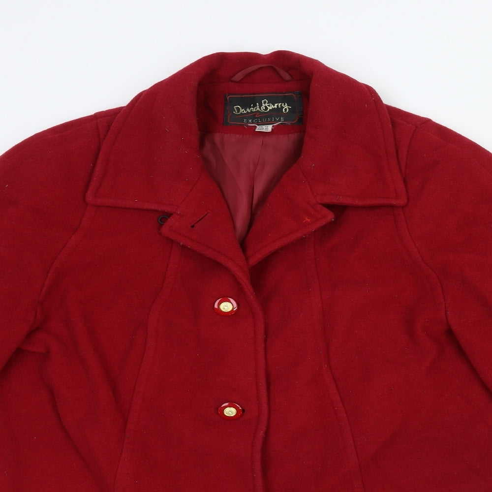 David Barry Womens Red Jacket Size 12 Button