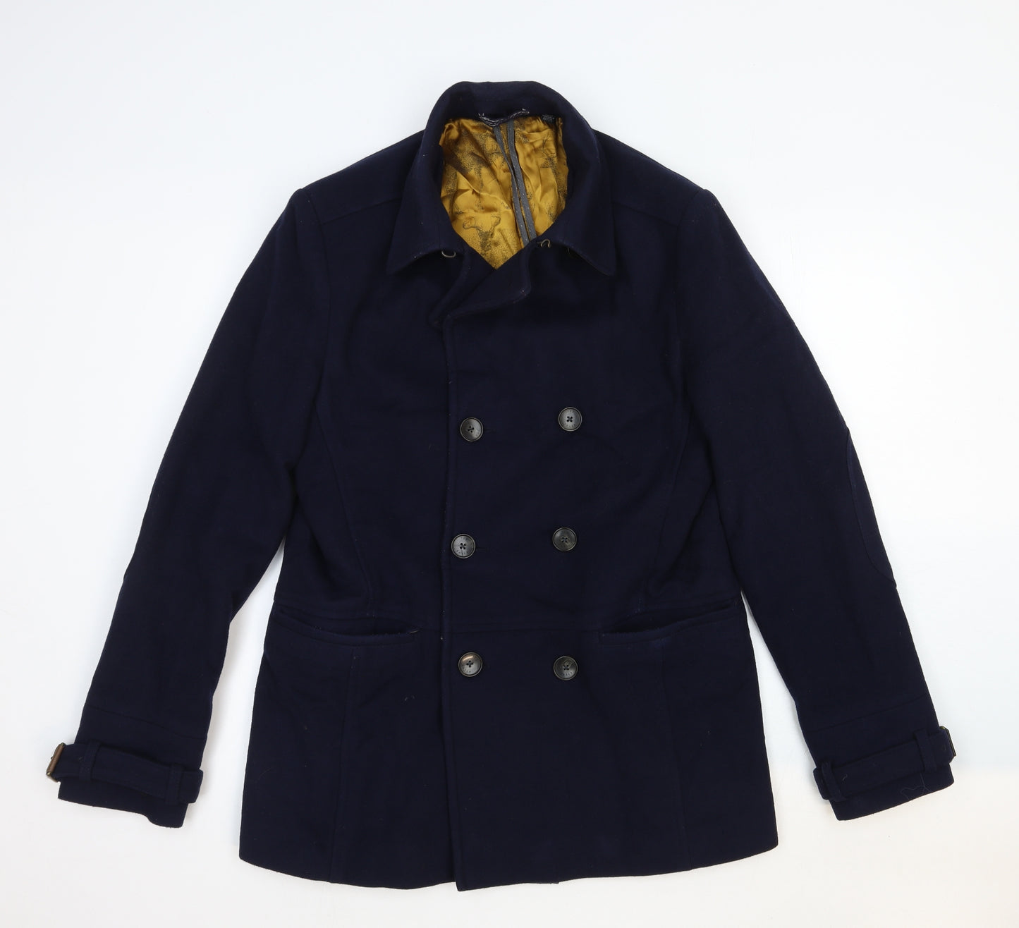 Ted Baker Womens Blue Pea Coat Jacket Size L Button