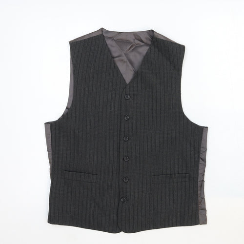 Jonathan Adams Mens Grey Striped Cotton Jacket Suit Waistcoat Size 36 Regular