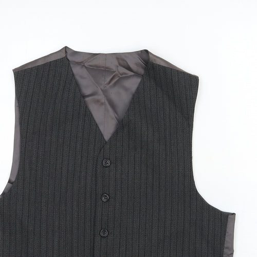 Jonathan Adams Mens Grey Striped Cotton Jacket Suit Waistcoat Size 36 Regular