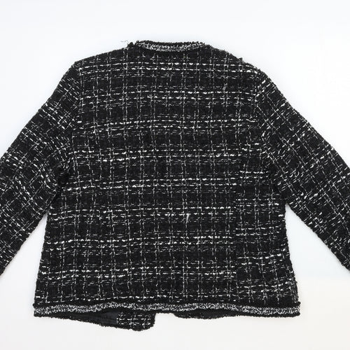 Hancy Womens Black Geometric Jacket Blazer Size M Zip