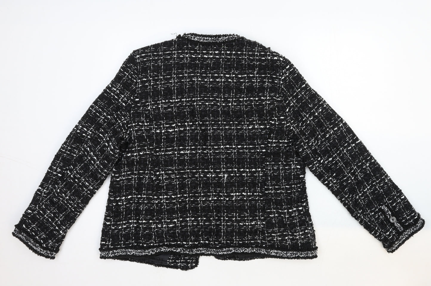 Hancy Womens Black Geometric Jacket Blazer Size M Zip