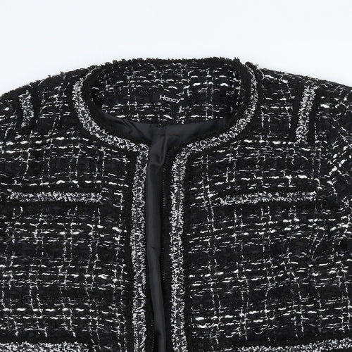 Hancy Womens Black Geometric Jacket Blazer Size M Zip